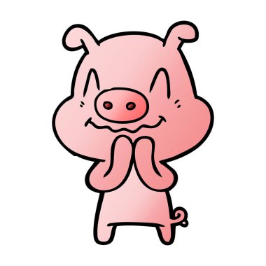 gergin çizgi film domuz vektör çizim