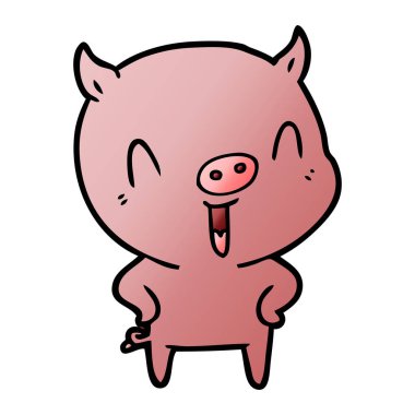 mutlu karikatür domuz vektör çizim