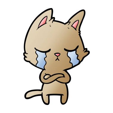 ağlayan karikatür kedi katlanmış silah ile