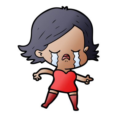 vektör çizim karikatür kız ağlıyor