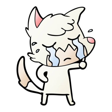 Tilki çizgi film ağlama vektör çizim