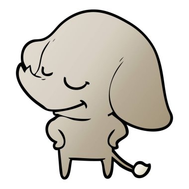 vektör çizim karikatür fil gülümseyen