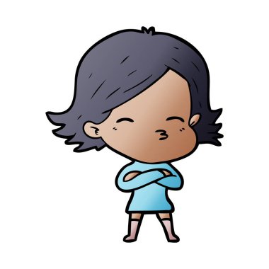 Çizgi filmdeki kadının vektör çizimi