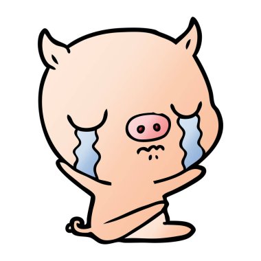 vektör çizim karikatür domuz ağlama