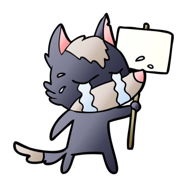 vektör çizim karikatür ağlayan kurt