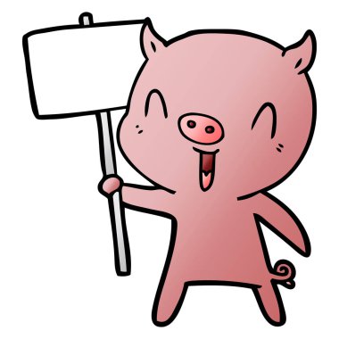 mutlu karikatür domuz vektör çizim