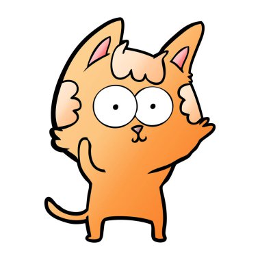 vektör çizim karikatür mutlu kedi