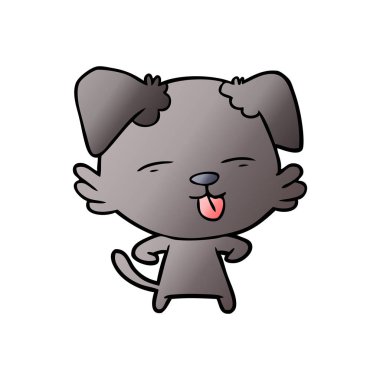 Çizgi filmdeki köpek dilini çıkartıyor.