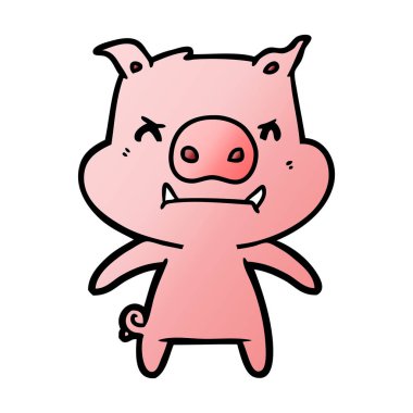 kızgın çizgi film domuz vektör çizim