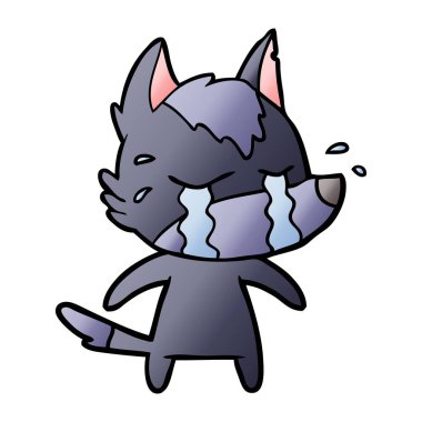 vektör çizim karikatür ağlayan kurt