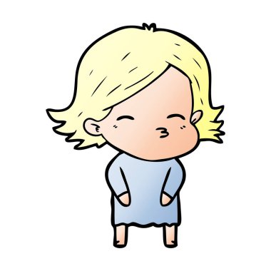 Çizgi filmdeki kadının vektör çizimi