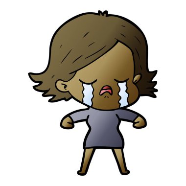 vektör çizim karikatür kız ağlıyor