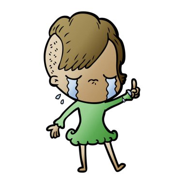 Ağlayan kızın vektör çizimi