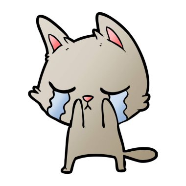 vektör çizim karikatür kedi ağlama