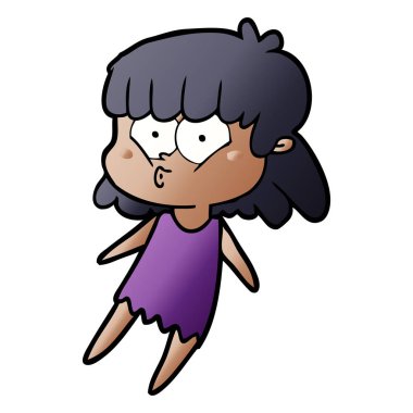 vektör çizim karikatür kız ıslık