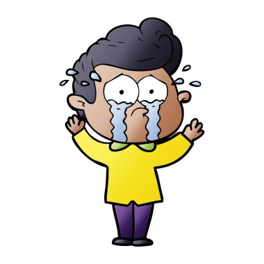 adam ağlıyor çizgi film vektör çizim