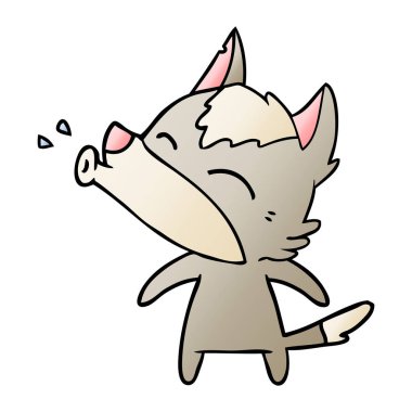 uluyan kurt karikatür, vektör çizim