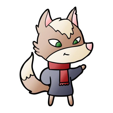 vektör çizim dostu karikatür kurt