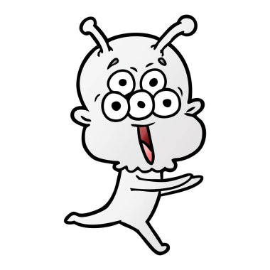 mutlu çizgi film uzaylı vektör çizim