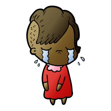 Ağlayan kızın vektör çizimi