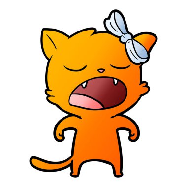 vektör çizim karikatür esneme kedi