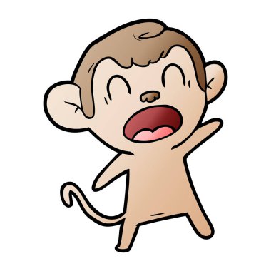 bağırarak karikatür maymun vektör çizim