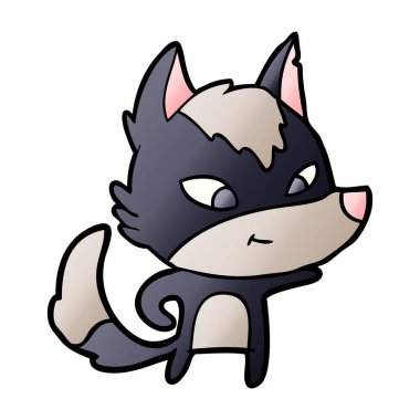 vektör çizim dostu karikatür kurt