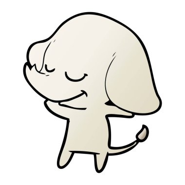 vektör çizim karikatür fil gülümseyen