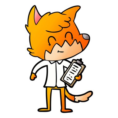 Vektör çizim karikatür mutlu Fox