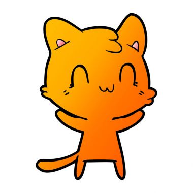 vektör çizim karikatür mutlu kedi