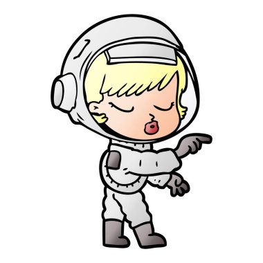 çizgi film güzel astronot kız işaret