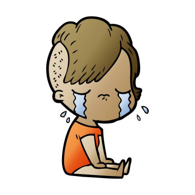 Ağlayan kızın vektör çizimi