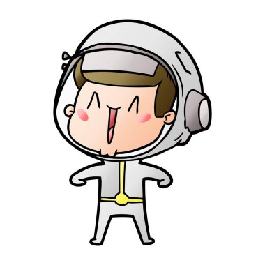 mutlu karikatür astronot vektör çizim