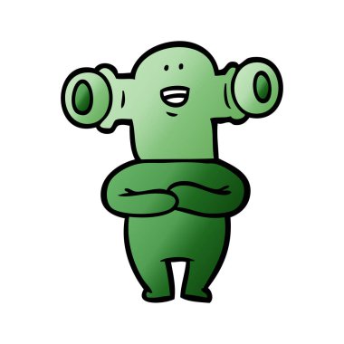 Dostu karikatür uzaylı vektör çizim