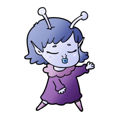 sevimli uzaylı kız çizgi film