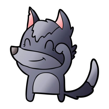 vektör çizim dostu karikatür kurt