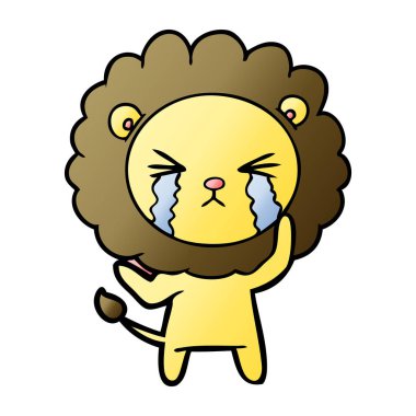 vektör çizim aslan ağlıyor çizgi film