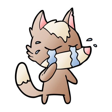 vektör çizim karikatür ağlayan kurt