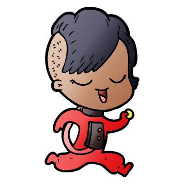 mutlu çizgi film kız vektör çizim