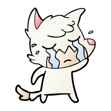 Tilki çizgi film ağlama vektör çizim