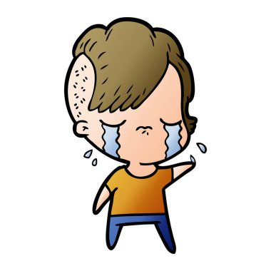 Ağlayan kızın vektör çizimi