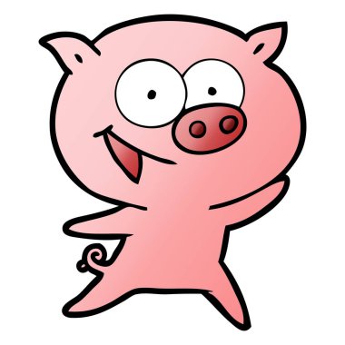 neşeli domuz karikatür vektör çizim