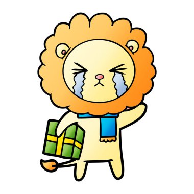 vektör çizim aslan ağlıyor çizgi film