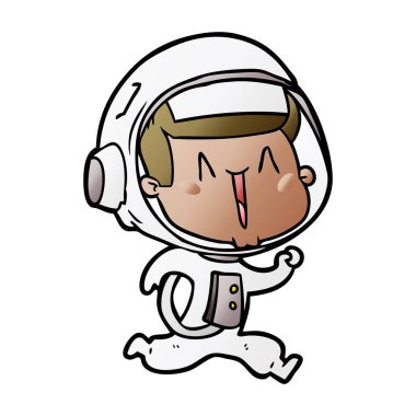 mutlu karikatür astronot vektör çizim