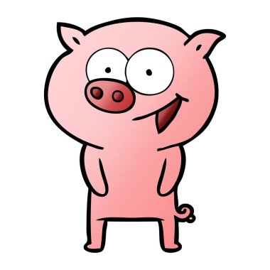 neşeli domuz karikatür vektör çizim