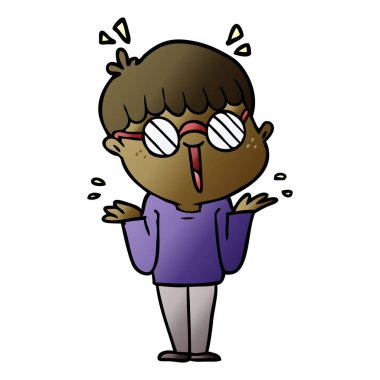 çizgi film çocuk gözlük takıyor