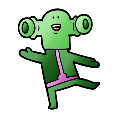 Dostu karikatür uzaylı vektör çizim