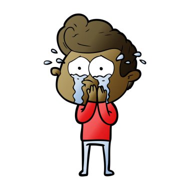 adam ağlıyor çizgi film vektör çizim