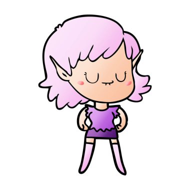 mutlu karikatür elf kızı