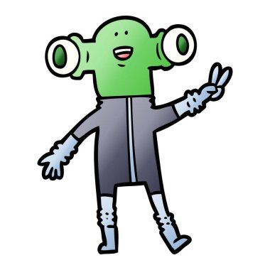 barış işareti vererek dostça çizgi film yabancı